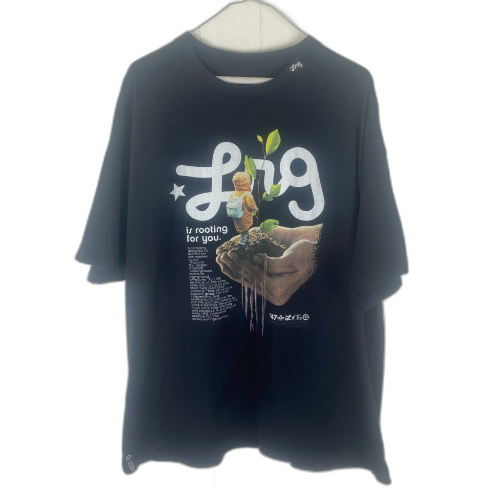 LRG Graphic Tee Men's 2XL Black Oversized T-shirt "LRG is rooting for you"